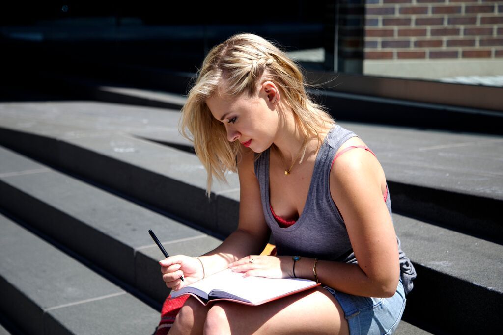 Smalls-Short-Blonde-hair-steps-writing-notebook